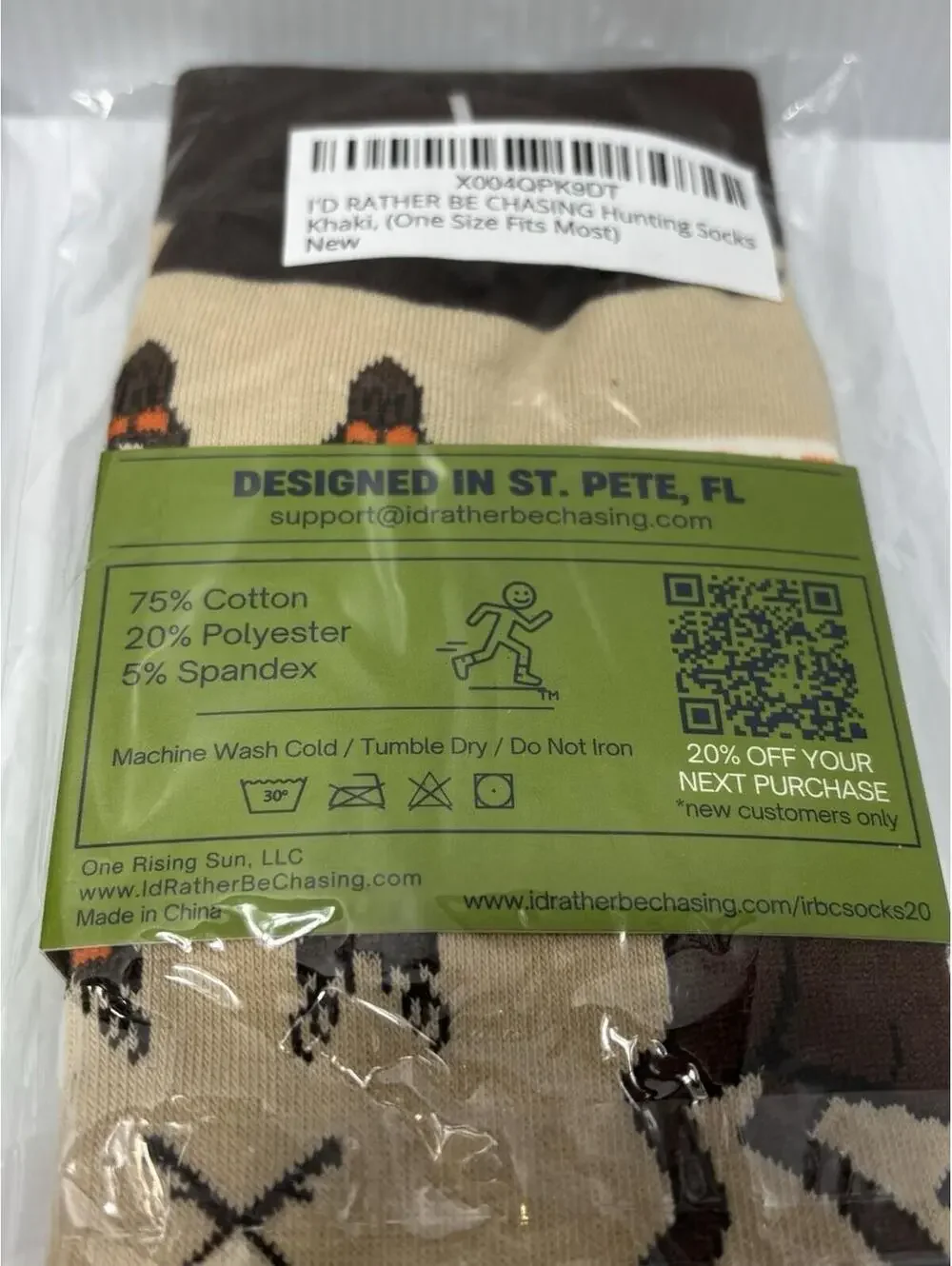 “I'd Rather Be Chasing” Socks 2pc Golf & Hunting Socks Patterns Brand New 2 Pair
